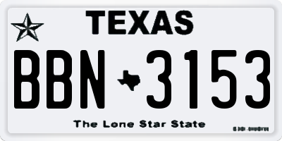 TX license plate BBN3153