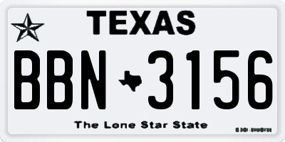 TX license plate BBN3156