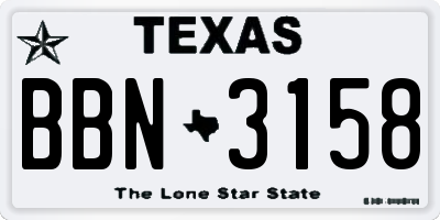 TX license plate BBN3158