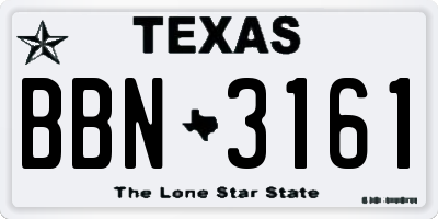 TX license plate BBN3161