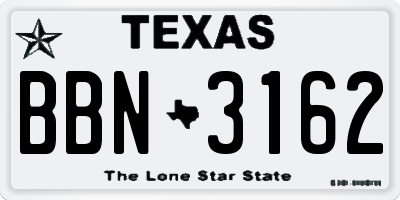 TX license plate BBN3162