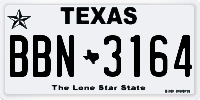TX license plate BBN3164