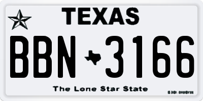 TX license plate BBN3166