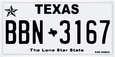TX license plate BBN3167
