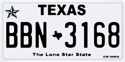 TX license plate BBN3168