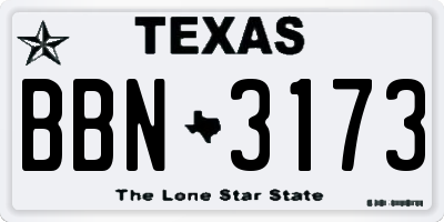 TX license plate BBN3173