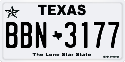 TX license plate BBN3177