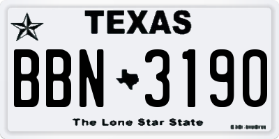 TX license plate BBN3190