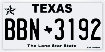 TX license plate BBN3192