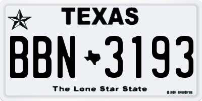 TX license plate BBN3193