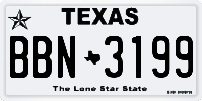 TX license plate BBN3199