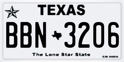 TX license plate BBN3206