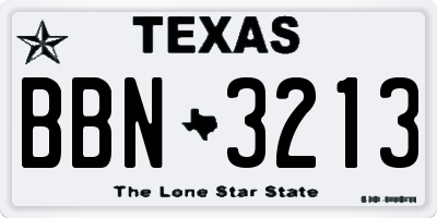 TX license plate BBN3213