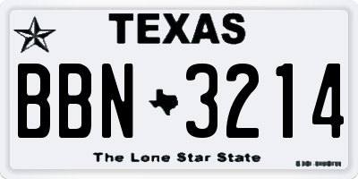 TX license plate BBN3214