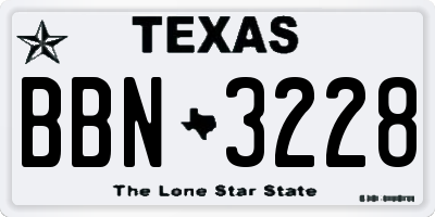 TX license plate BBN3228