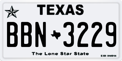 TX license plate BBN3229