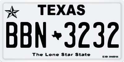 TX license plate BBN3232