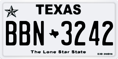 TX license plate BBN3242