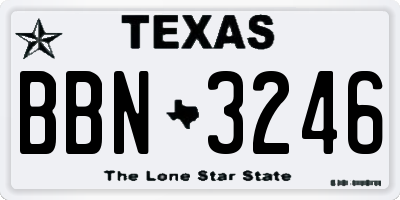 TX license plate BBN3246