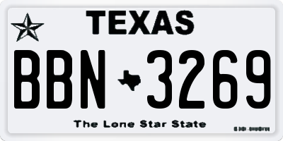 TX license plate BBN3269