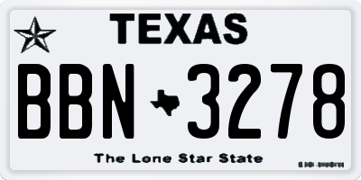 TX license plate BBN3278