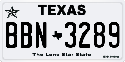 TX license plate BBN3289