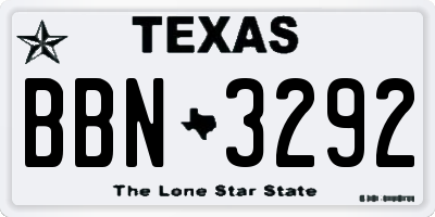 TX license plate BBN3292