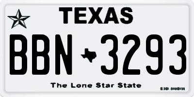 TX license plate BBN3293