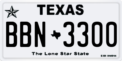 TX license plate BBN3300