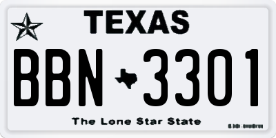 TX license plate BBN3301