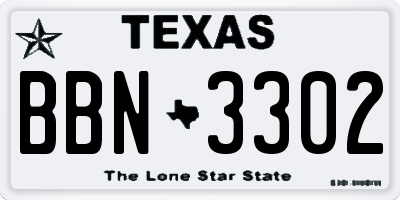 TX license plate BBN3302