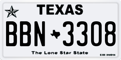TX license plate BBN3308