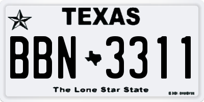TX license plate BBN3311