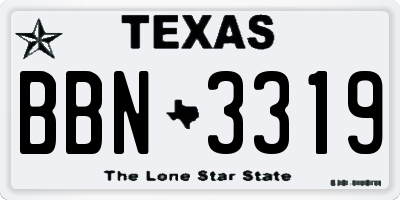 TX license plate BBN3319