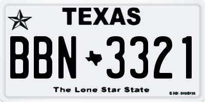 TX license plate BBN3321