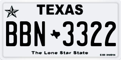 TX license plate BBN3322