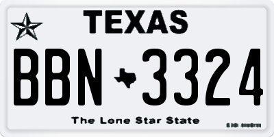 TX license plate BBN3324