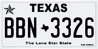 TX license plate BBN3326