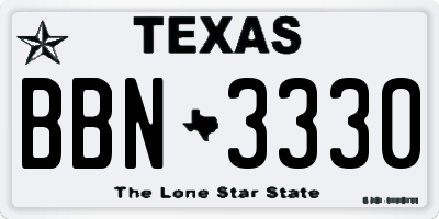 TX license plate BBN3330