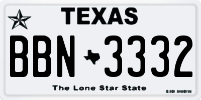 TX license plate BBN3332