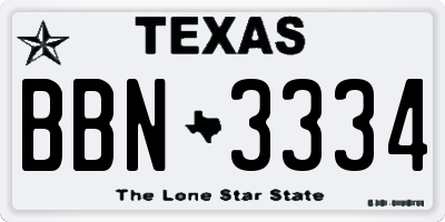 TX license plate BBN3334