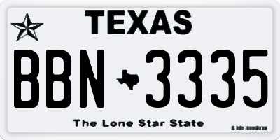 TX license plate BBN3335
