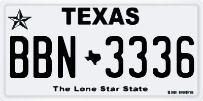 TX license plate BBN3336