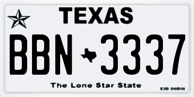 TX license plate BBN3337