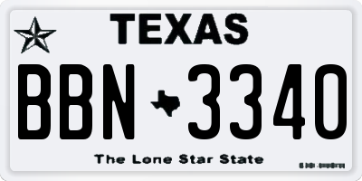 TX license plate BBN3340