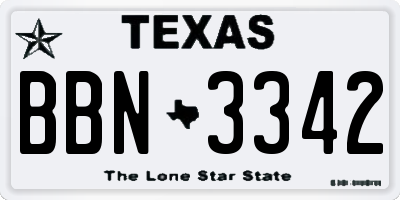 TX license plate BBN3342