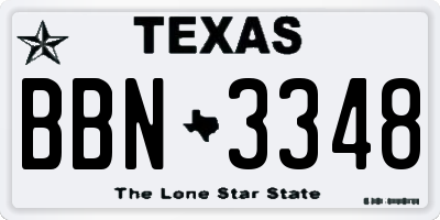 TX license plate BBN3348