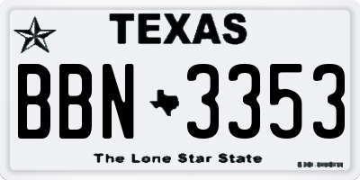 TX license plate BBN3353