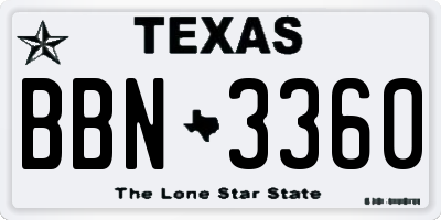 TX license plate BBN3360