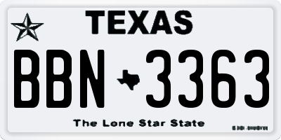 TX license plate BBN3363